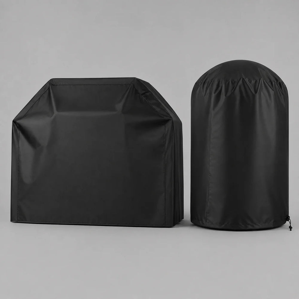 2x zwarte barbecuehoes voor gasbarbecue en houtskoolbarbecue