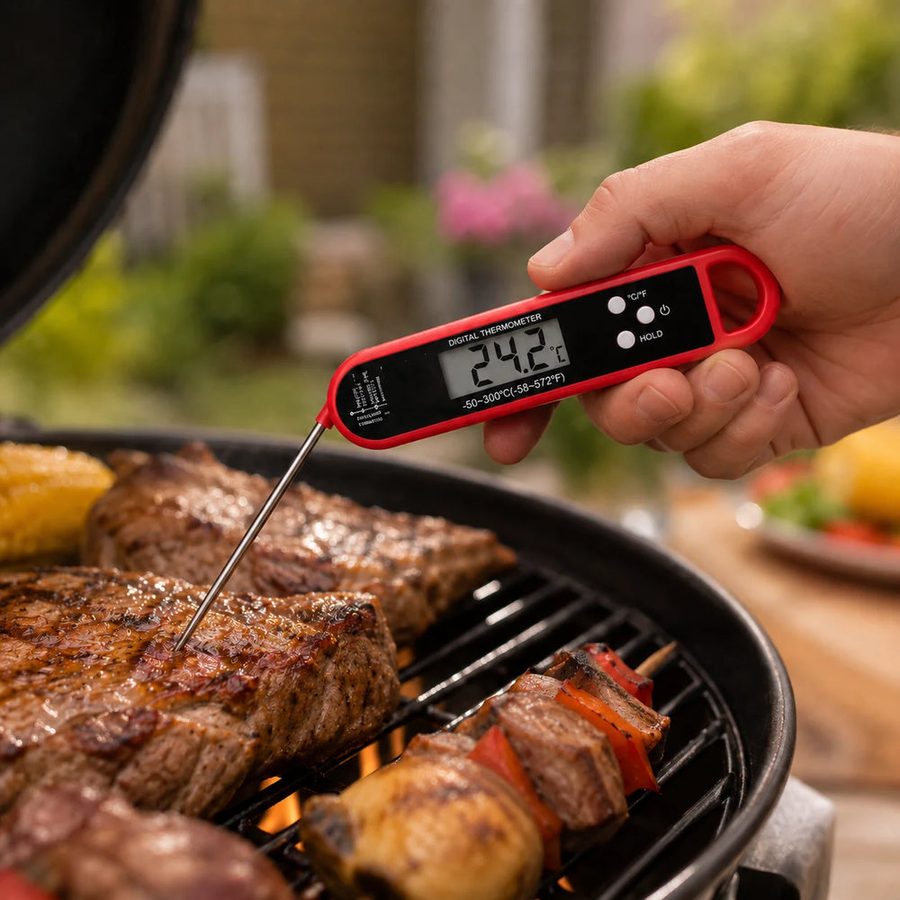 Digitale barbecuethermometer met inklapbare meetsonde
